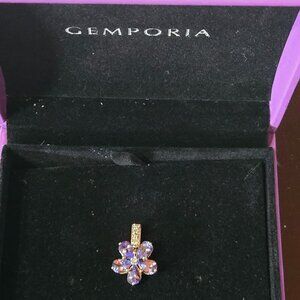 Gemporia 10k Gold AA Tanzanite and Diamond Flower Pendant